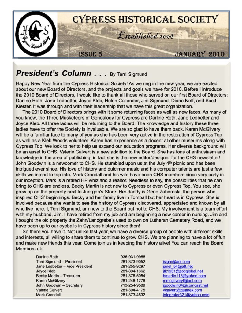 thumbnail of CHS-Newsletter-05-Jan2010