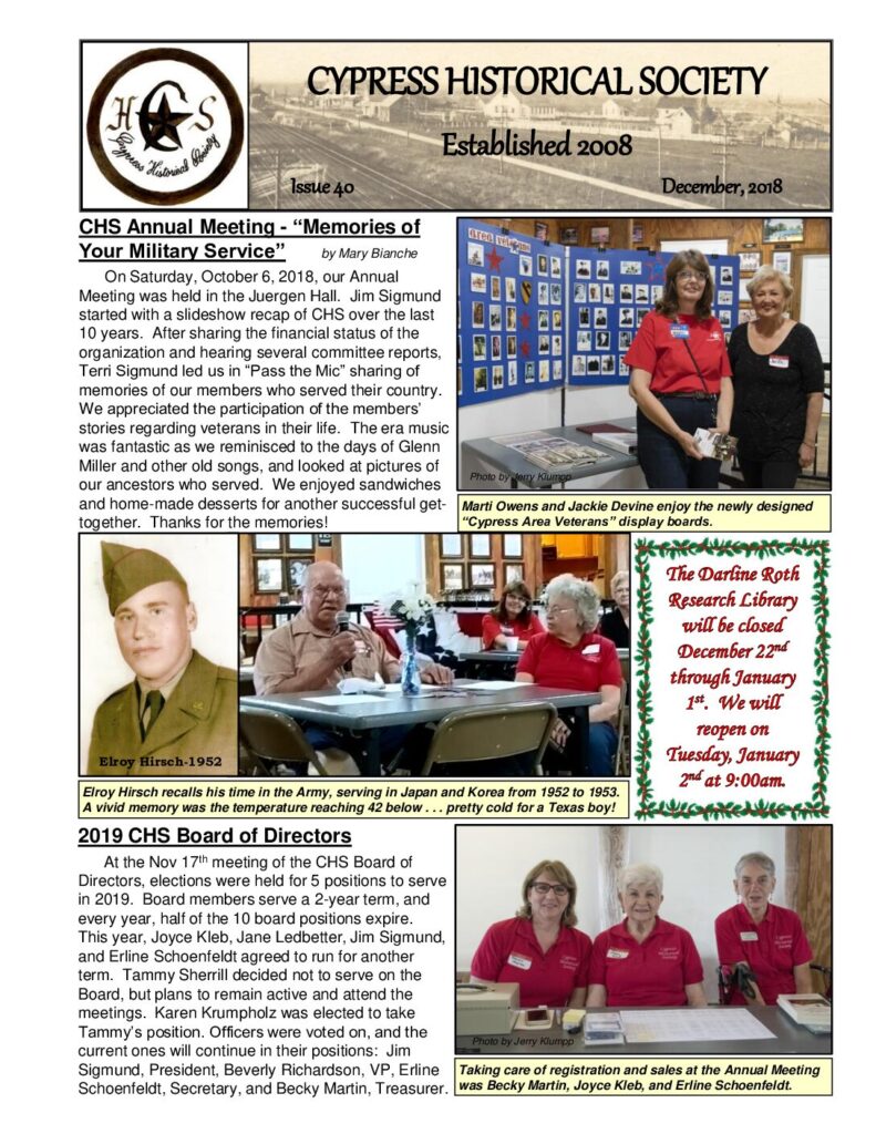 thumbnail of CHS-Newsletter-40-Dec2018